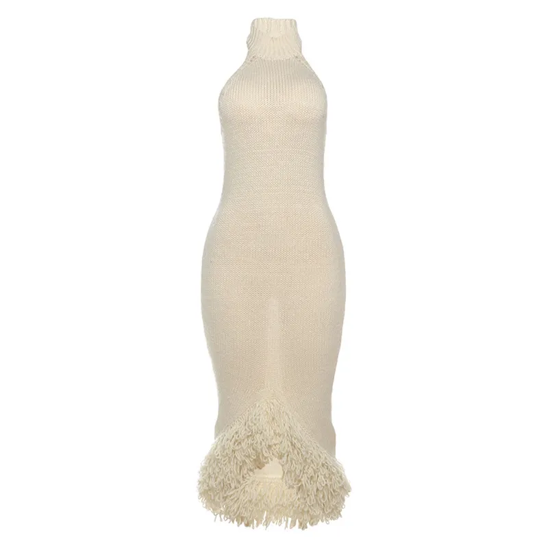 Sexy Holder Backless High Waist Slimming And Tight Dress - Apricot
