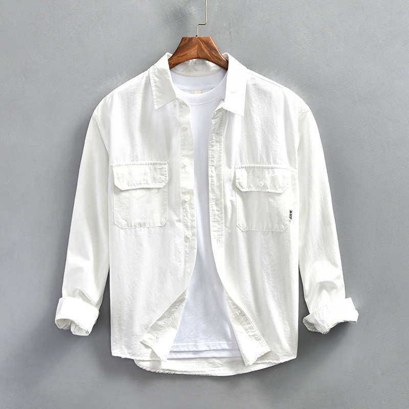 Fashionable Minimalist Loose Fitting Casual Mens Long Sleeve Shirt Jacket