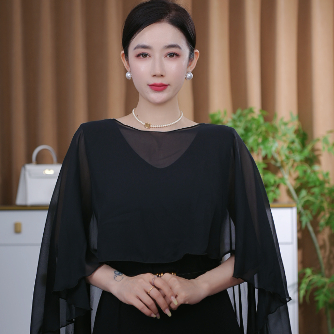 Fashionable All-match Outerwear Air-conditioning Shawl Chiffon Pullover