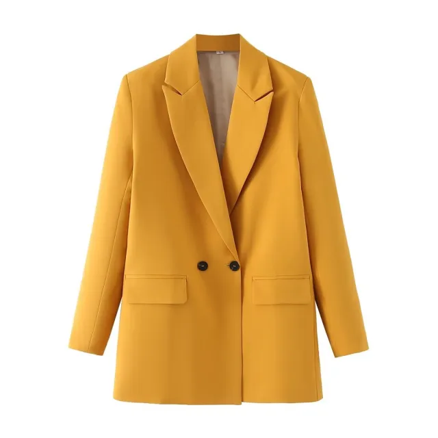 Women's Multicolor Double Breasted Suit Coat Suit Turmeric - Shop at LoveMi