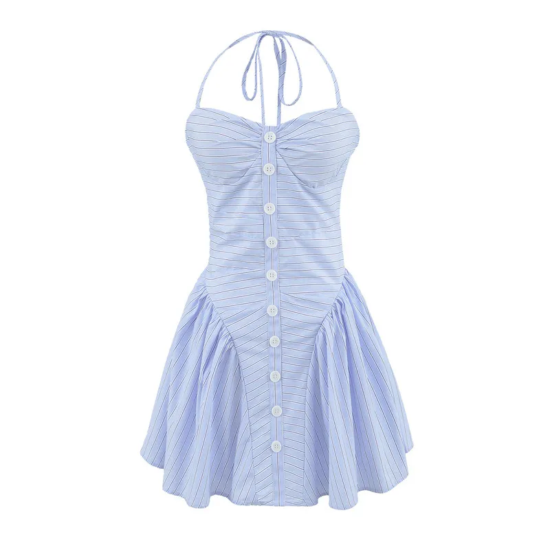 Foreign Trade French Pure Desire Style Halter Waist-tight Dress Women's Summer New French Strap Dress