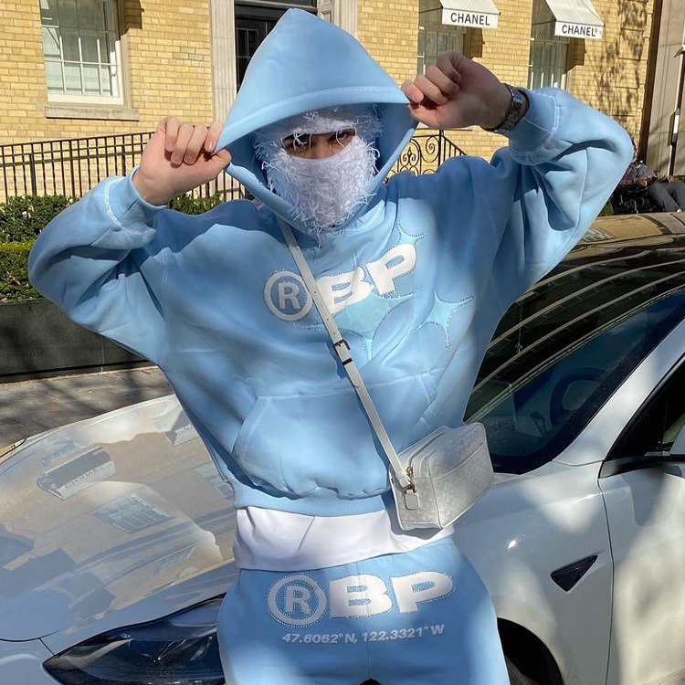 Women's Fashion Casual Cool Letter Foam Hot Drilling Sweater Pants Suit