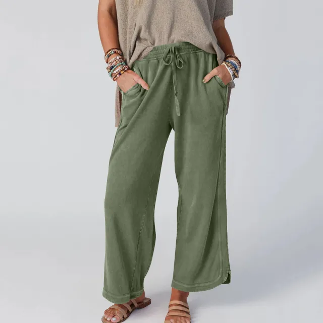 Women's Fashion Casual Wide Leg Leisure Sports Pants Army Green - Shop at LoveMi