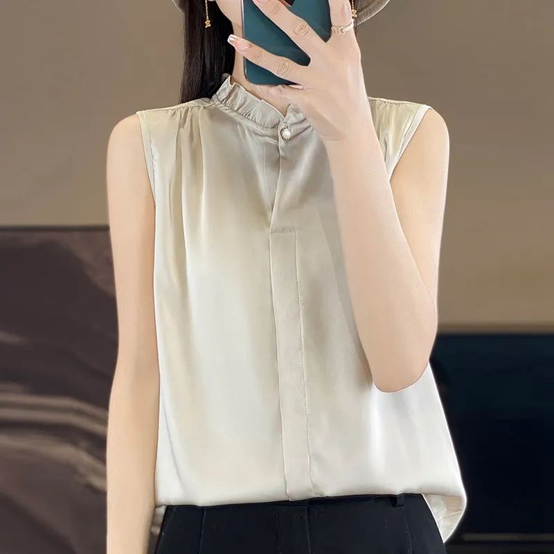 Fashion Personality Solid Color Temperament Shirt Women - Champagne-Xxl
