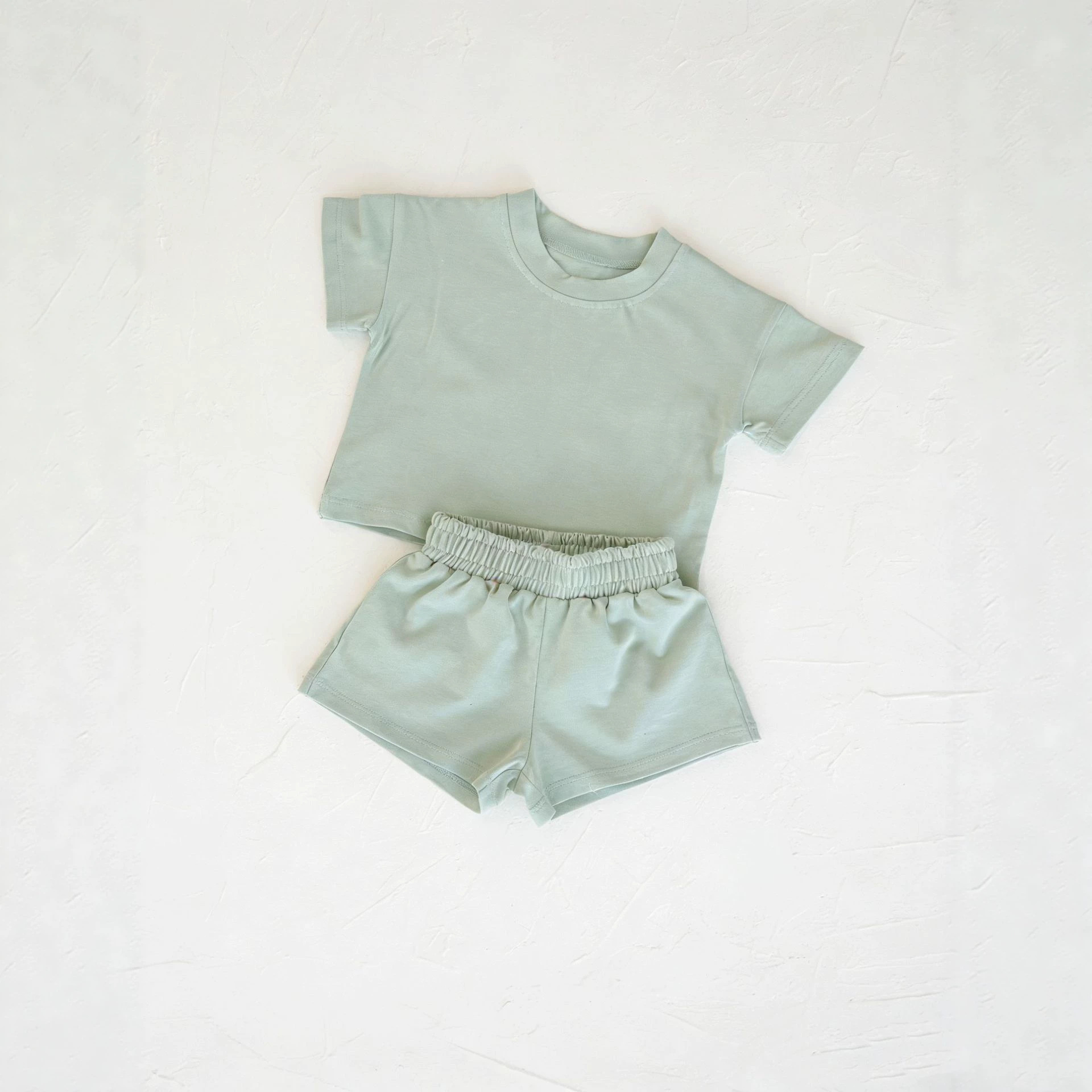 Simple Solid-Colored Kids Set Summer Cotton T-Shirt And Shorts For Baby Boys Casual Wear