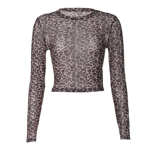 Women's Round Neck Long Sleeve Leopard Print Leopard Print - Shop at LoveMi