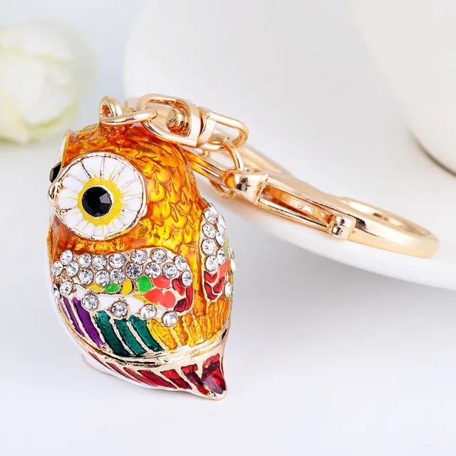 European And American Style Creative Personality Owl Car Key Ring Fashion Women's Bag Hanging Ornament Colorful - Shop at LoveMi