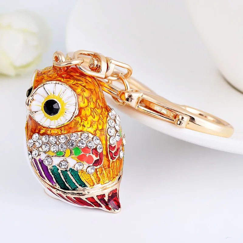 European And American Style Creative Personality Owl Car Key Ring Fashion Women's Bag Hanging Ornament - Colorful