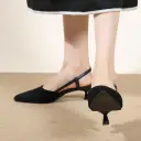Pointed-toe Stiletto Pumps Low-heeled Closed-toe Vintage Style view 7