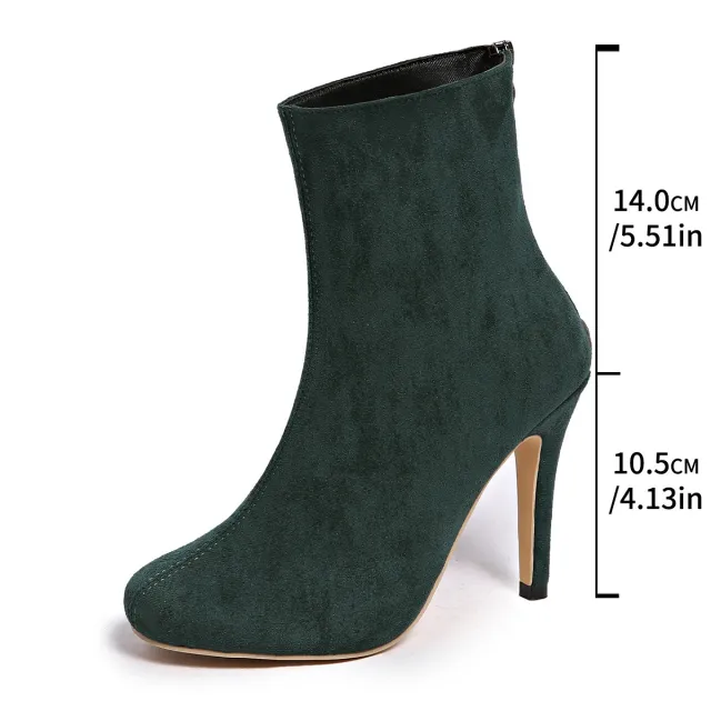 Womens Stylish Figure flattering Suede High heeled Ankle Boots Green - Shop at LoveMi