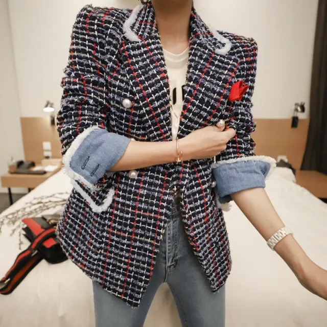 Slim fit Long sleeved Simple Tweed Short Coat - Shop at LoveMi
