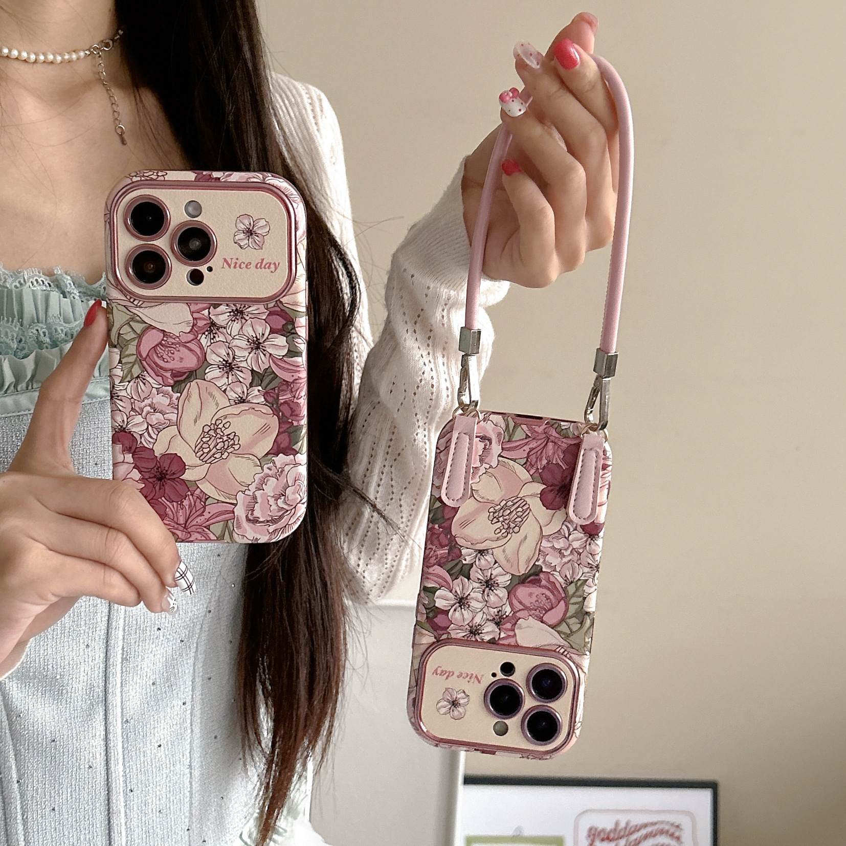 Retro Oil Painting  Flowers Leather Phone Case