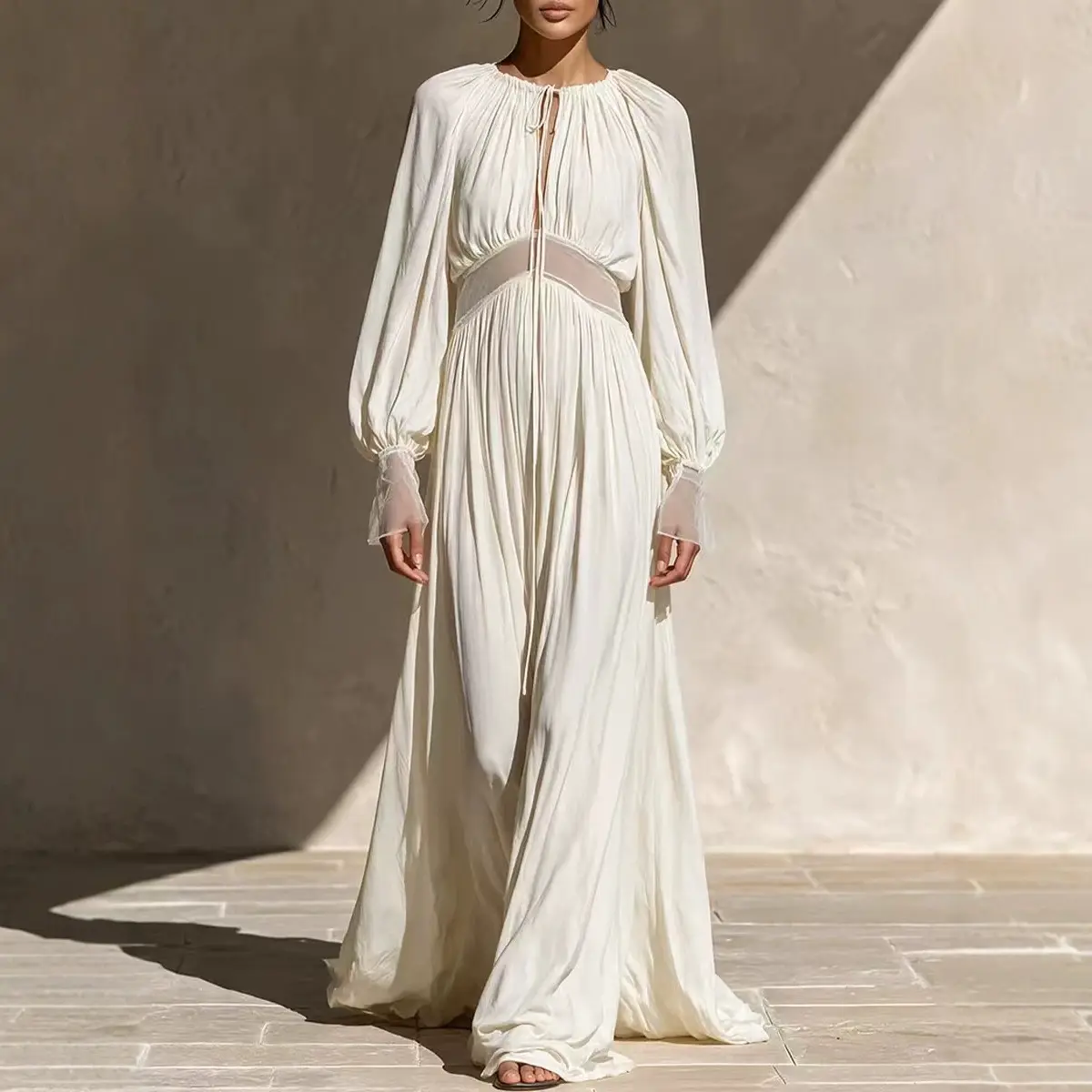 New Solid-color Designer Long-sleeve Dress