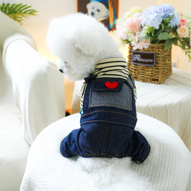 Pet Clothes Dog Four Feet Heart Vintage Heart Vintage Suspender Pants - Shop at LoveMi
