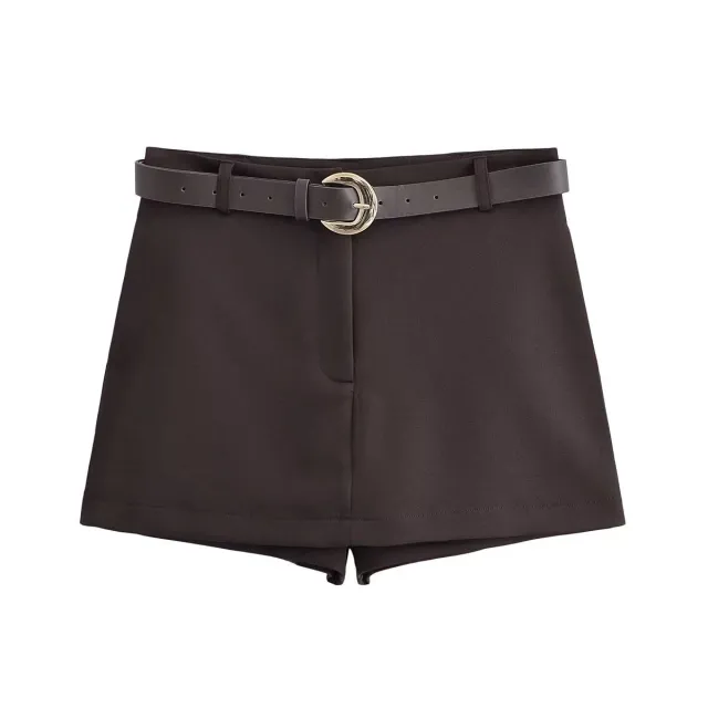 Autumn New Double breasted Retro Women's Suit Metal Buckle Belt Culottes Shorts - Shop at LoveMi