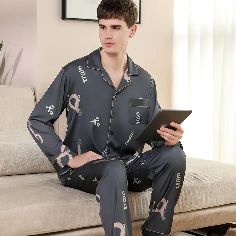 Men's Pajamas Silk Spring Long Sleeve