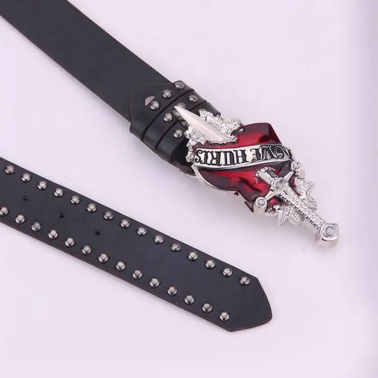One Sword Piercing The Heart Big Head Belt Buckle Personality Spicy Girl