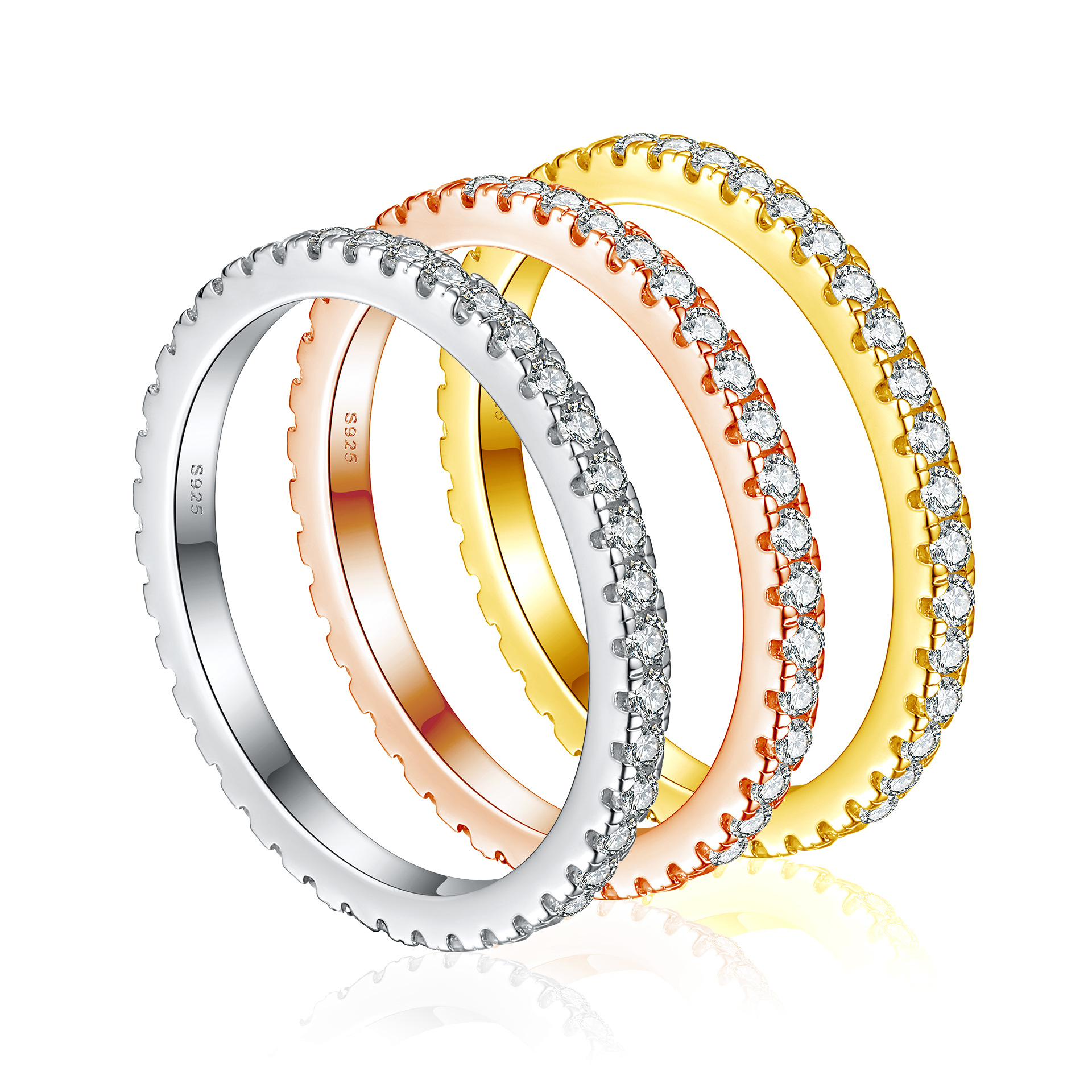 Womens Full-Crystal Simple Fashionable Casual Ring thumbnail 8
