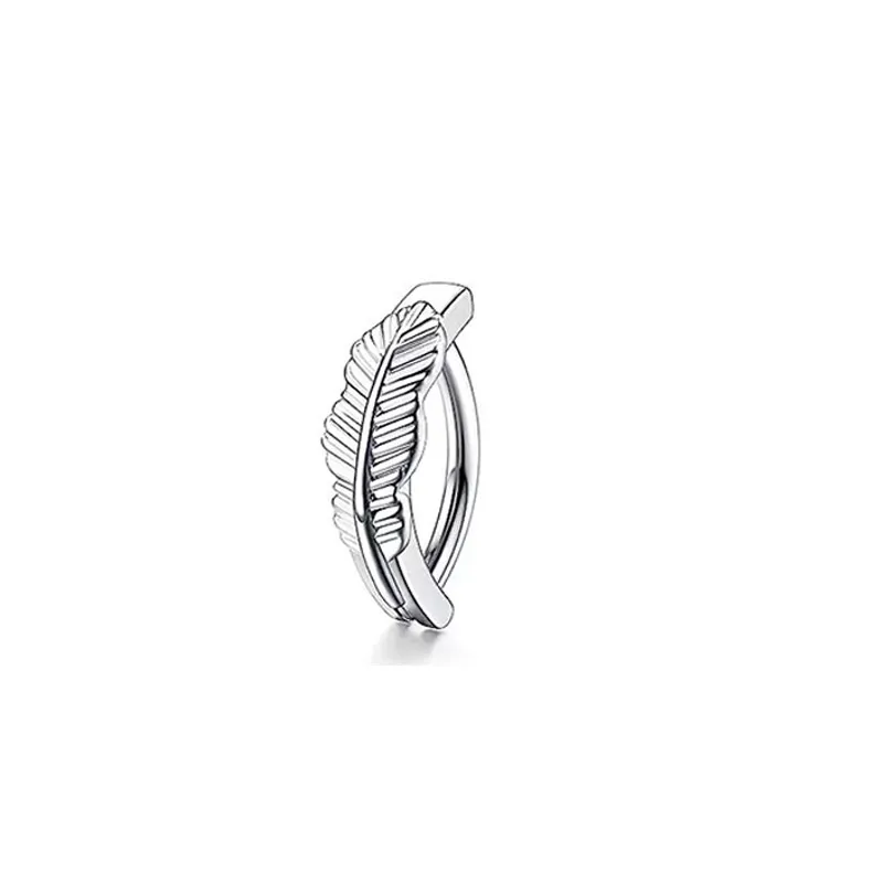 Stainless Steel Copper Inlaid Zircon Belly Ring Ornament - Leaves