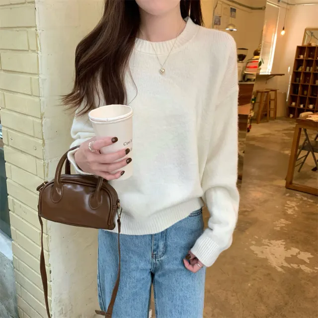 Korean Style Soft Glutinous Loose Candy Color Sweater Apricot - Shop at LoveMi