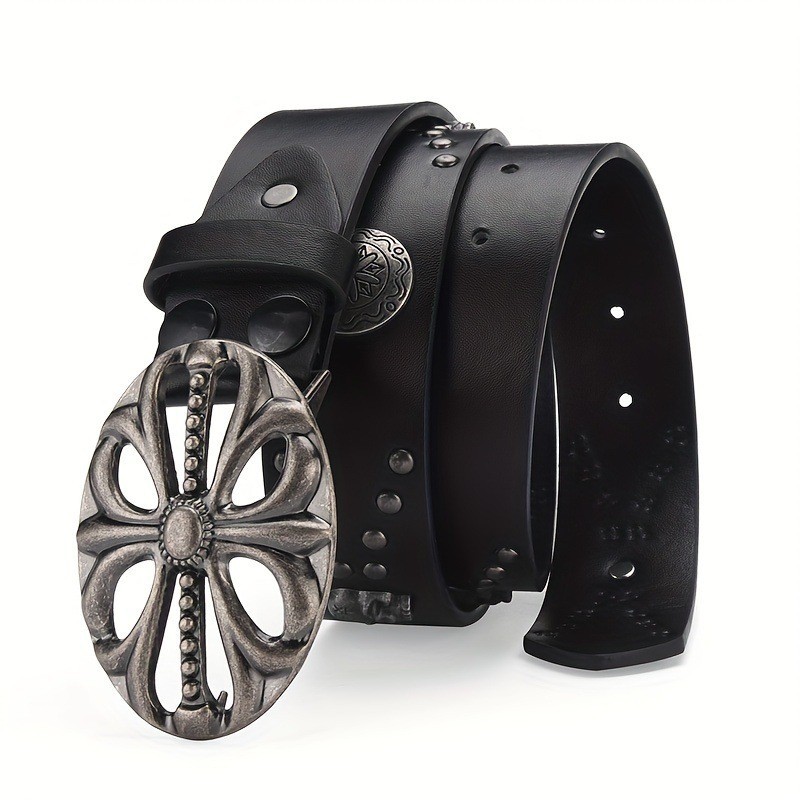 Title 1, Retro Denim Punk Skull Rivet Y2K Black Belt