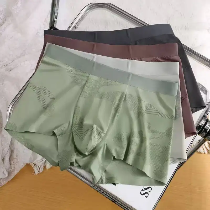 Seamless Ice Silk Mens Comfortable Breathable Boxer