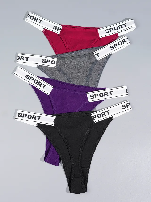 Plus Size Women's Briefs With Letters Picture Color 5Xl4 Pack - Shop at LoveMi