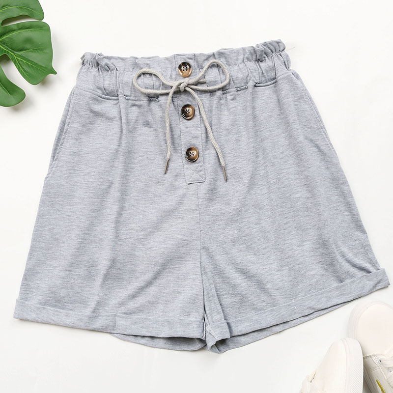 Summer High Waist Elastic Casual Sports Shorts For Women Gray - Shop at LoveMi