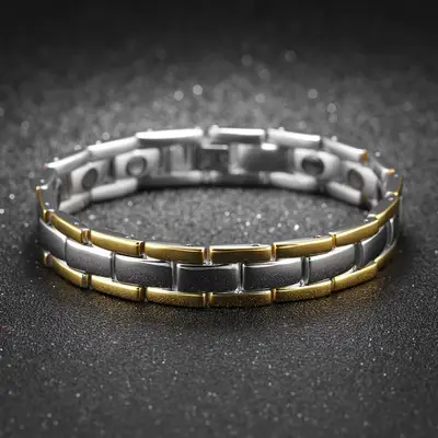 Classic Glossy Gold Men's Healthy Titanium Steel Bracelet