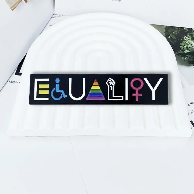 Equal English Word Creative Badge Alloy Brooch