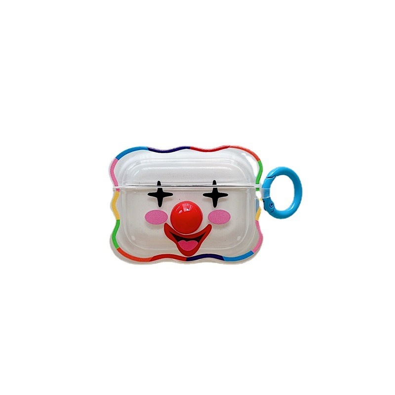 Three-dimensional Clown Wireless Bluetooth Earphone Cover Cute Transparent Soft Case