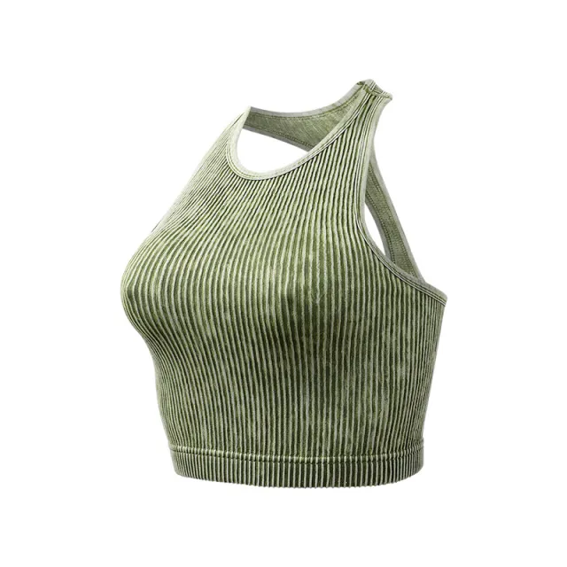 Women's Solid Color Short Thread Beauty Back Yoga Vest Green - Shop at LoveMi
