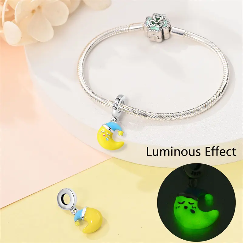 Blue Luminous Star And Moon DIY Pendant