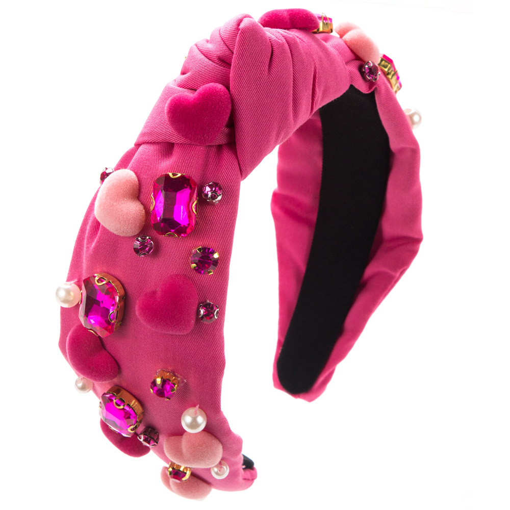 Baroque Valentine's Day Headband Female Hand-stitched Glass Charms Gemstones Sequins With Love — foto 14