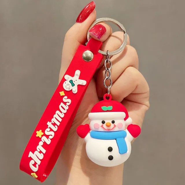 Women's Cute Fashion Cartoon Doll Christmas Keychain Blue Scarf Snowman - Shop at LoveMi