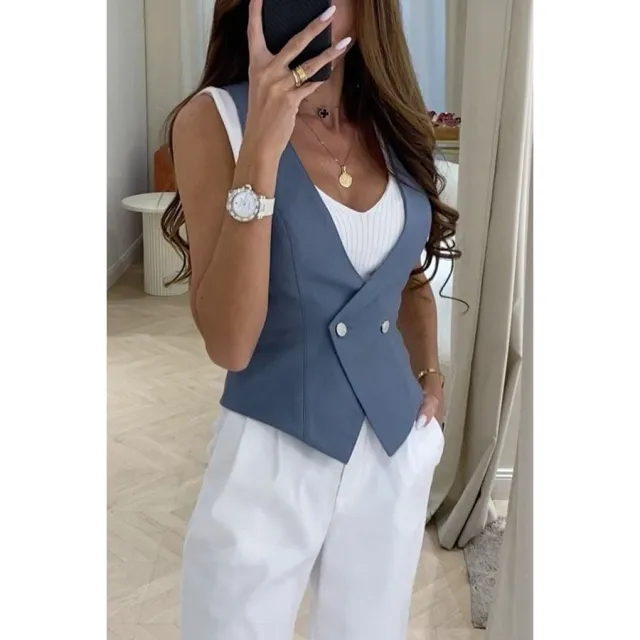Women's INS Slim Fit Fashion Personality Vest Top Sea Blue - Shop at LoveMi