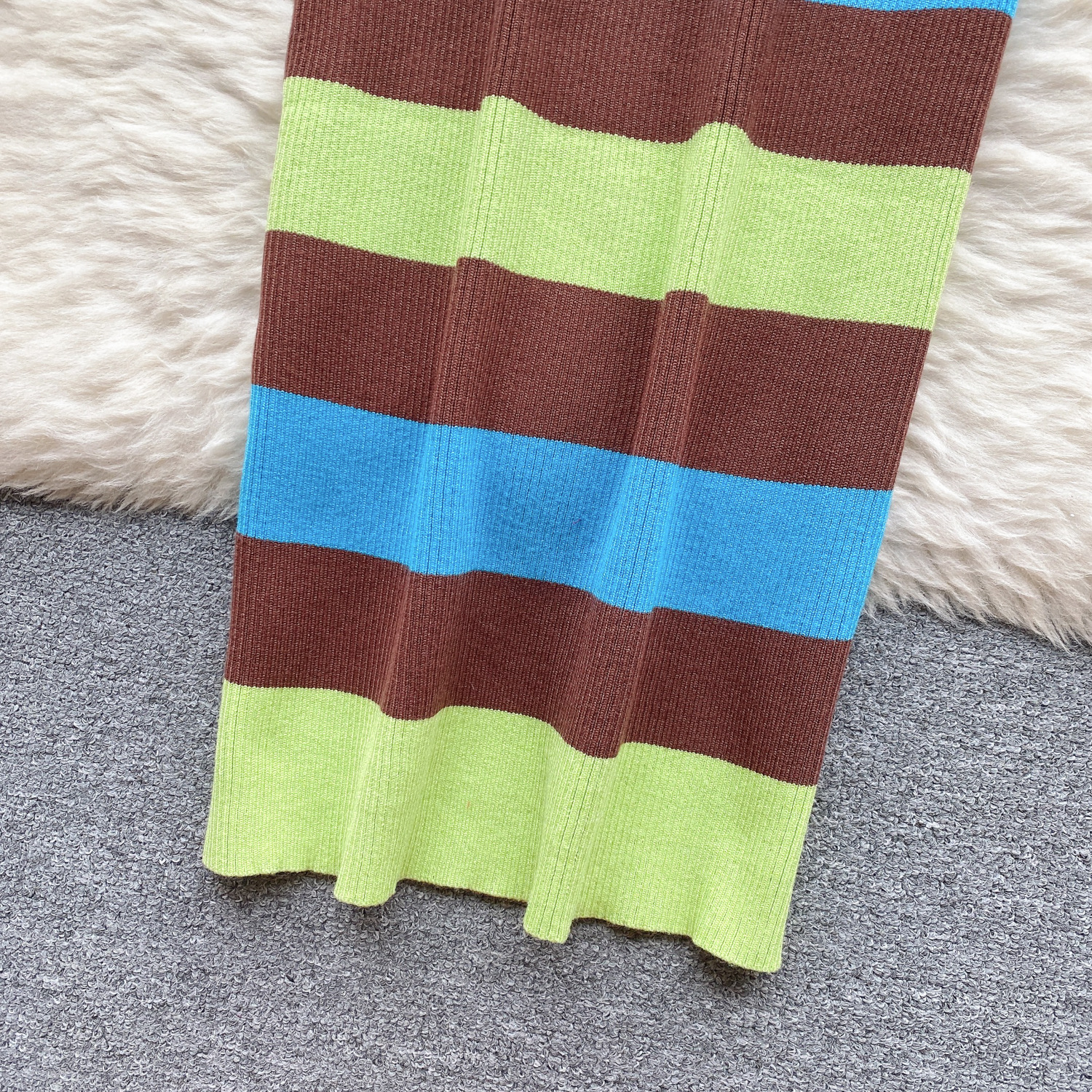 Knitted Dress Women's Mixed Color Stripe