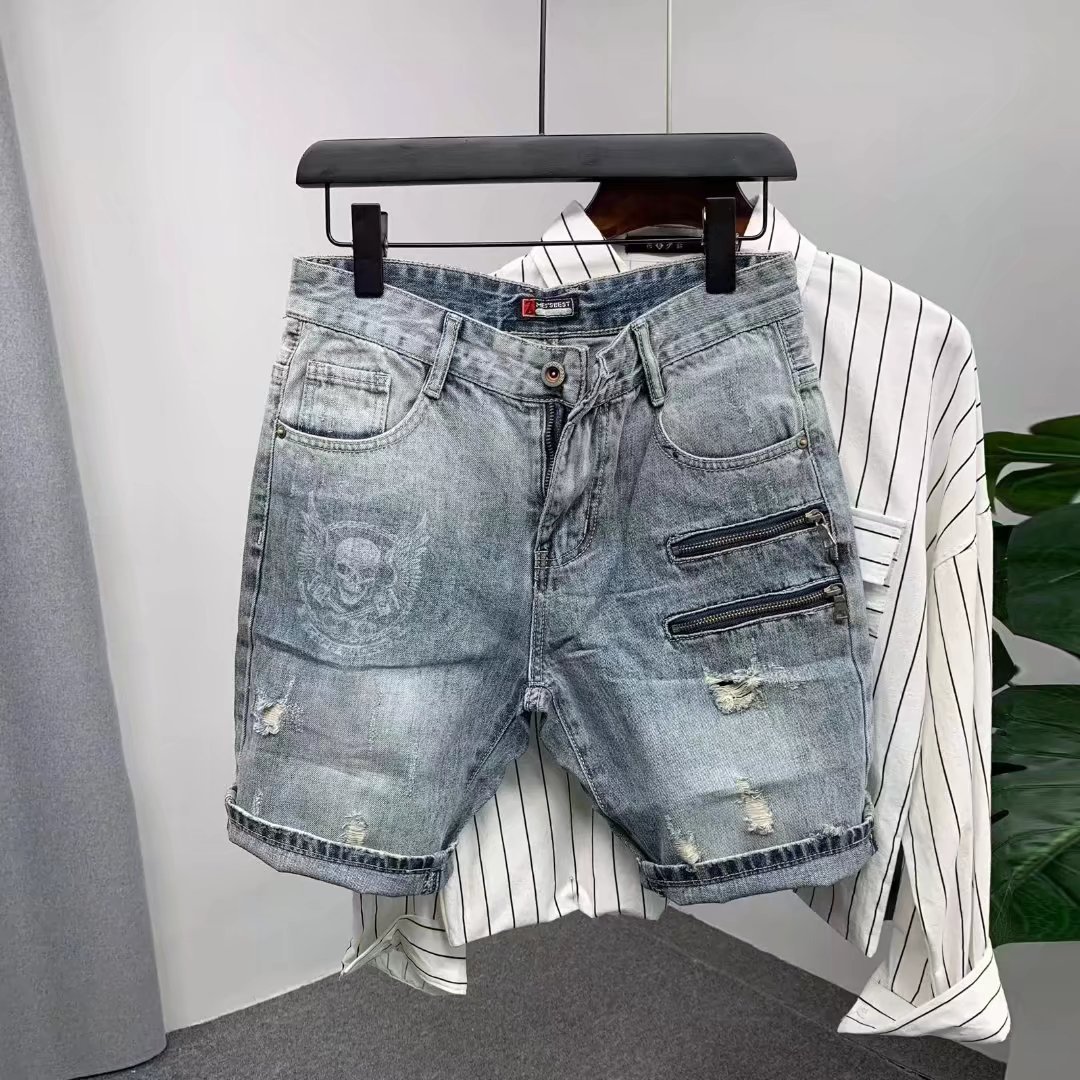 Men's Denim Shorts Summer Short Sleeves 2