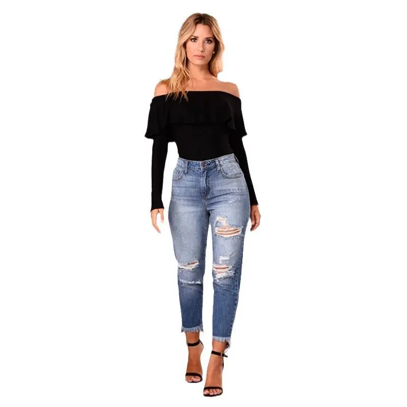 Summer Womens Ripped Skinny Denim Jeans