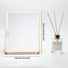 Large Cosmetic Mirror With Light Portable Make-up Rechargeable Folding Makeup - Champagne Gold - View 1