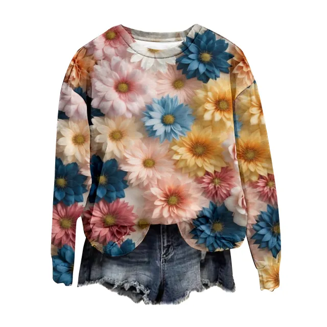 Spring And Autumn Round Neck Sweater Love 3D Digital Printing Top For Women Ylch2117 Xl - Shop at LoveMi