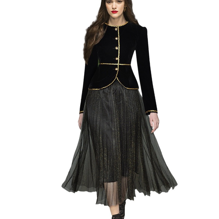 Retro Small Short Coat Two-piece Suit