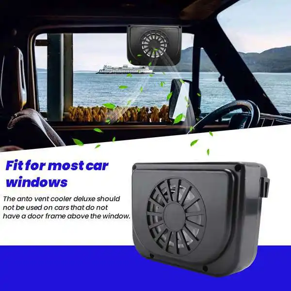 Black Plastic Solar-powered Ventilation And Deodorizing Fan For Cars