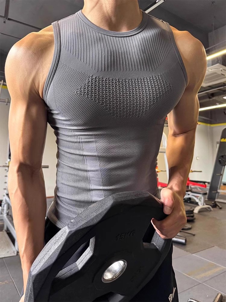 Mens Gray American-Style Fitness Tank Top