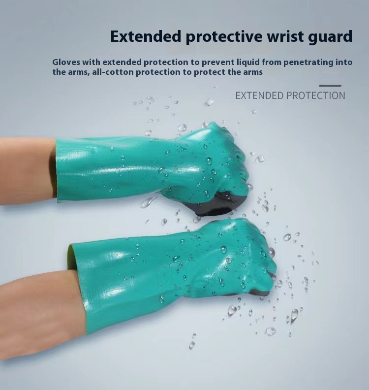 Women's Wanghai Waterproof Lengthened Nitrile Wear-resistant Oil-resistant Puncture-proof Gloves - Image 10