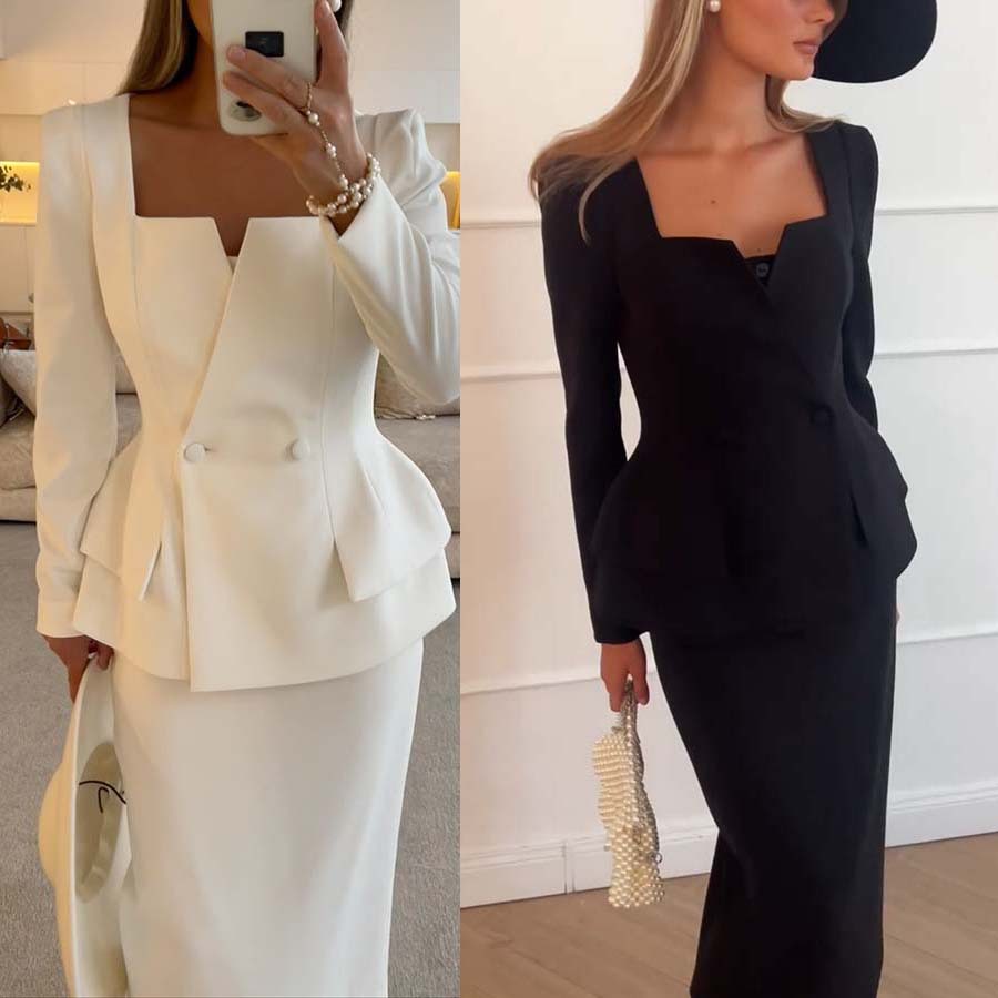 Long Sleeve Commuter Pocket Two-piece INS Casual Women