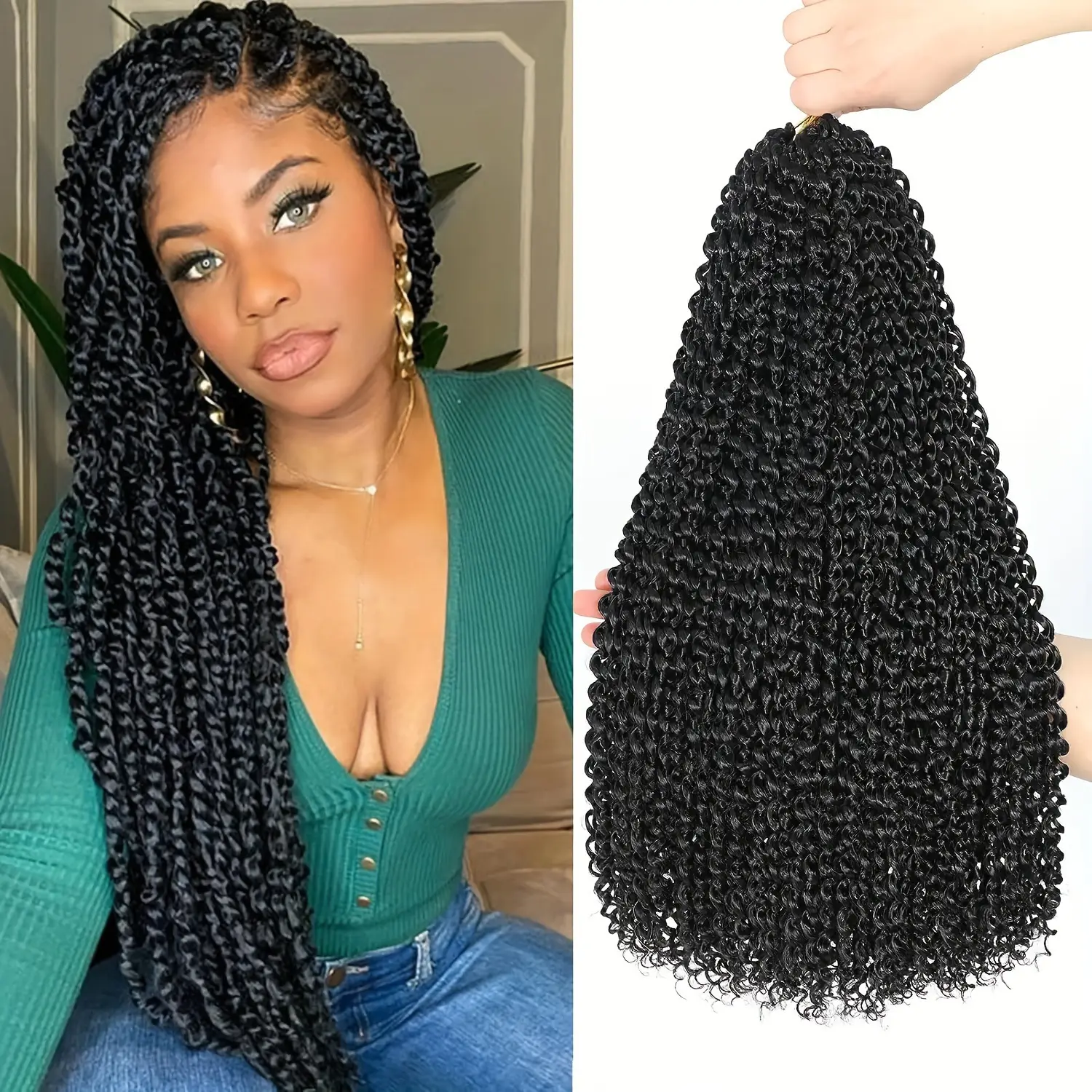 European And American Water Ripple Crochet Wig Braid Crochet Double Strand