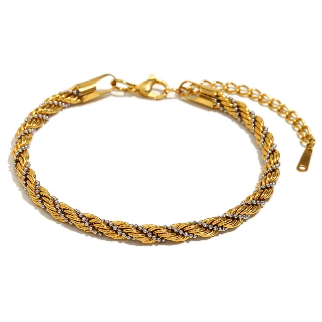 Retro Aloofness Style Hand Jewelry Stainless Steel 18K Gold Plating Twist Beads Winding Chain Twist Beads - Shop at LoveMi