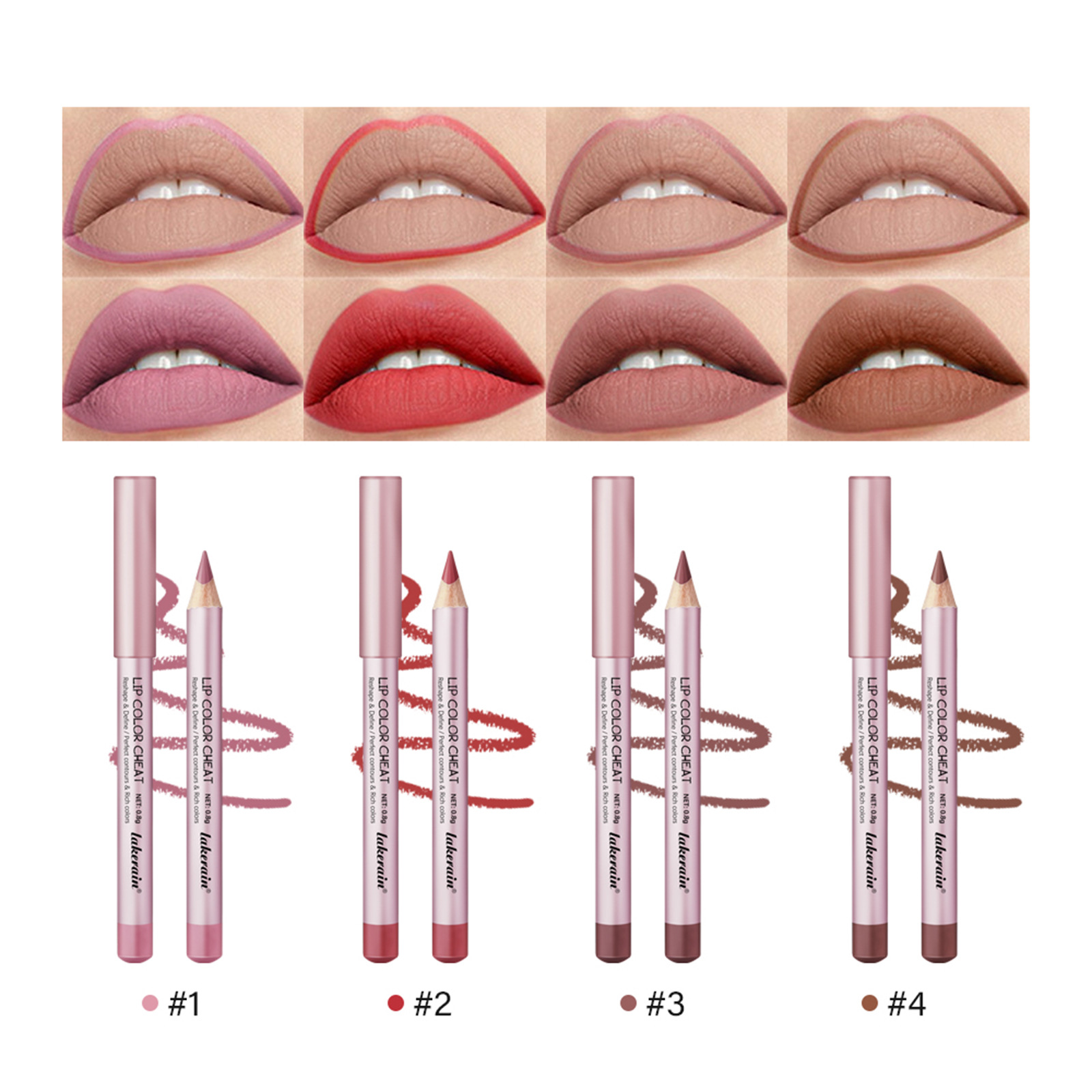 4 PCs Matte Lipstick Lip Liner - Image 3