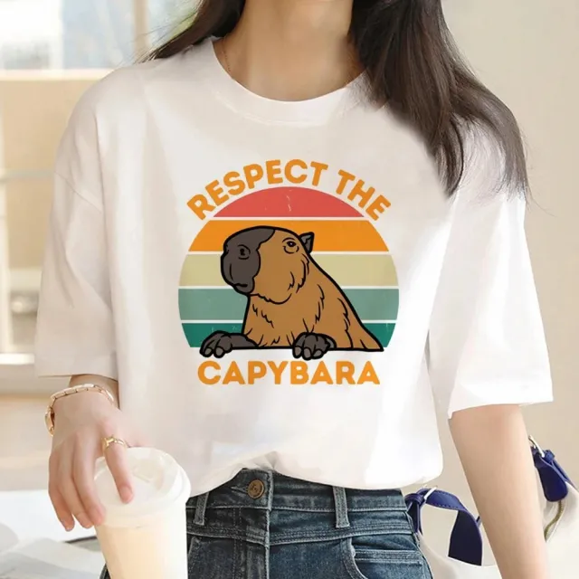Cute Capybara Clothing Women Vintage Cartoon T Shirt H51506 - Shop at LoveMi